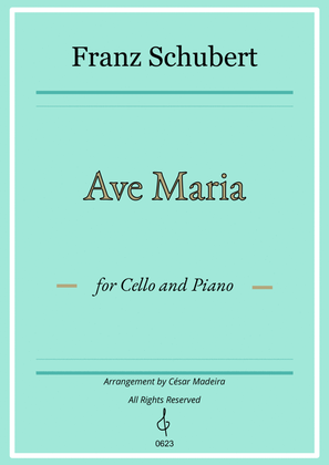 Book cover for Ave Maria by Schubert - Cello and Piano (Individual Parts)