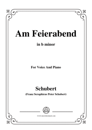 Book cover for Schubert-Am Feierabend,from 'Die Schöne Müllerin',Op.25 No.5,in b minor,for Voice&Piano