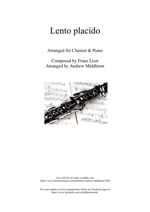 Book cover for Lento placid arranged for Clarinet and Piano
