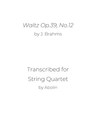 Book cover for Brahms: Waltz Op.39, No.12 - String Quartet