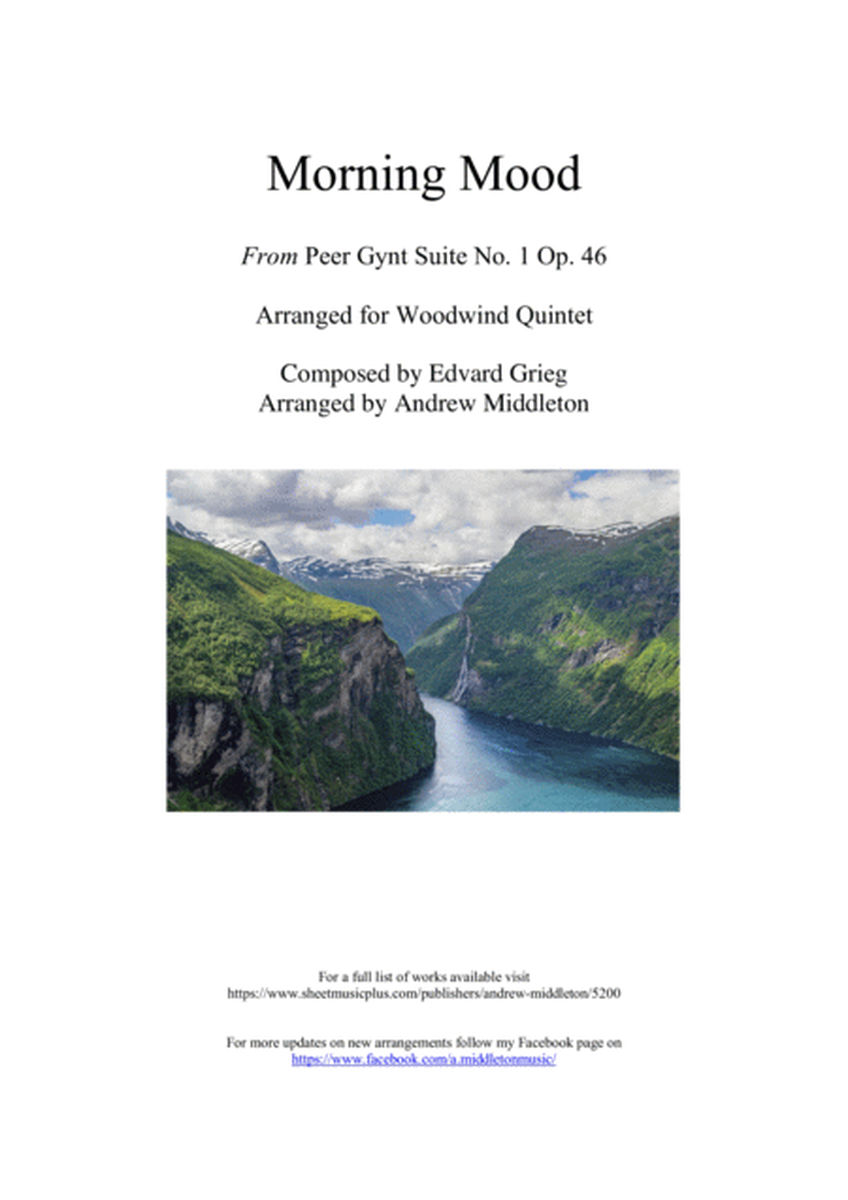 "Morning Mood" from Peer Gynt arranged for Woodwind Quintet image number null
