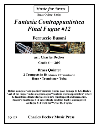 Book cover for Final Fugue #12 from Fantasia Contrappuntistica for Brass Quintet