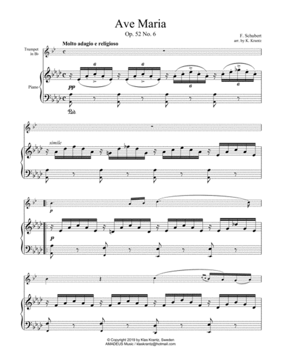 Ave Maria (Schubert) for trumpet in Bb and easy piano image number null