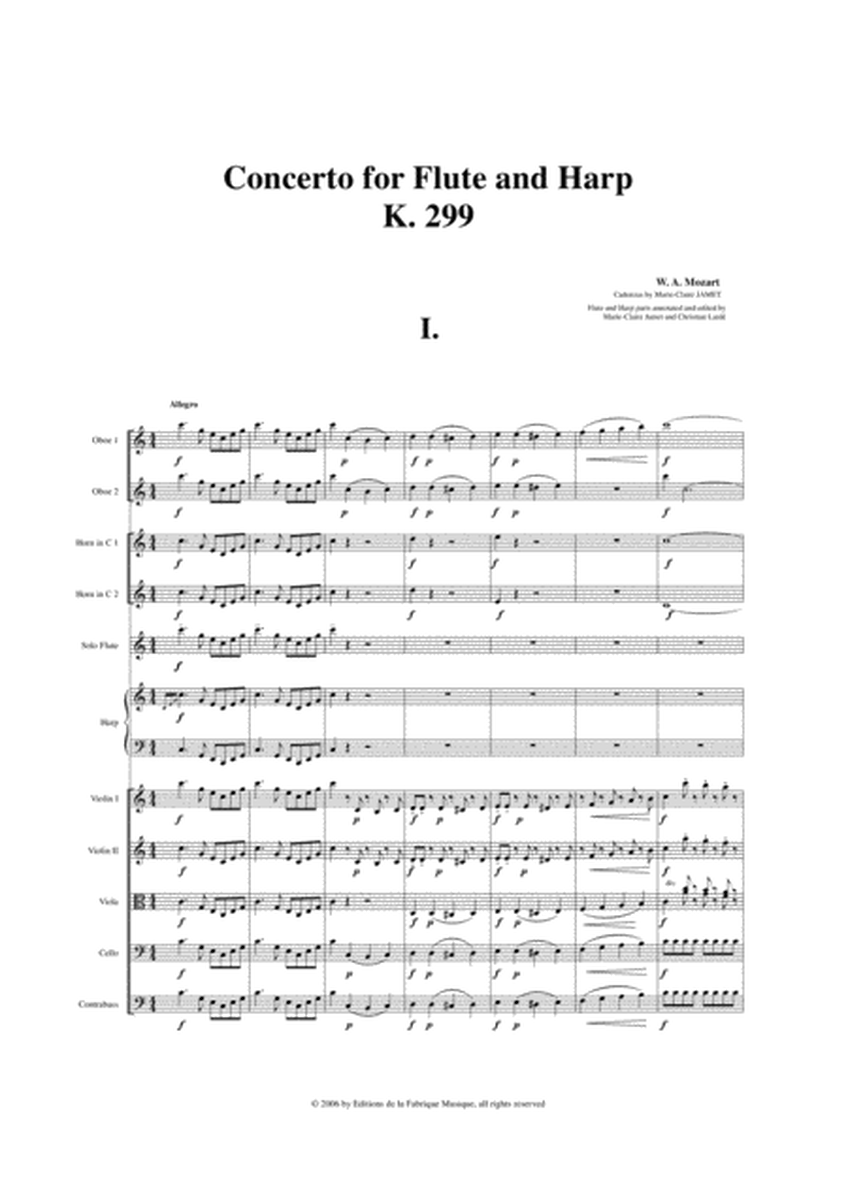 Wolfgang Amadeus Mozart: Concerto for flute and harp, K. 299, orchestral score and complete parts