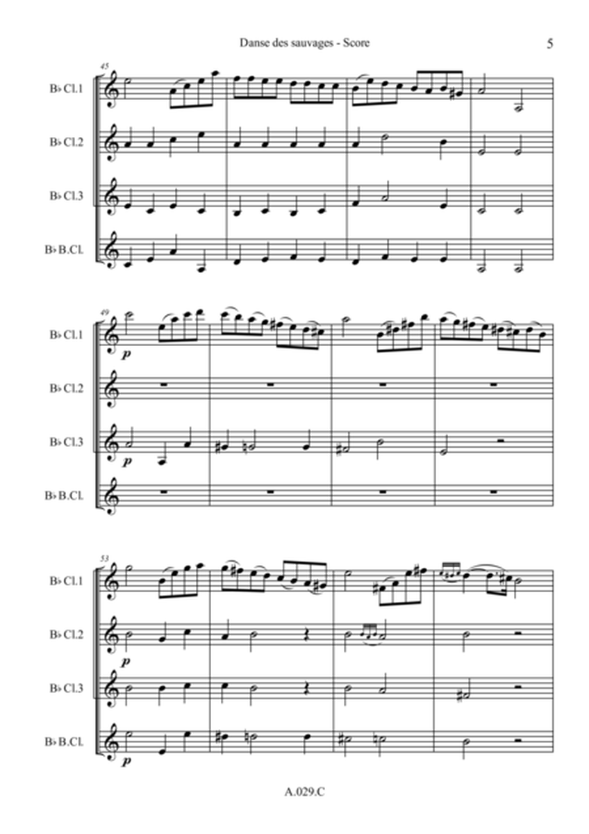 Danse des sauvages, for Clarinet quartet - Score & Parts