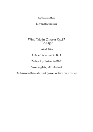 Book cover for Beethoven: Wind Trio in C Major Op.87 Mvt.II Adagio - mixed woodwind trio