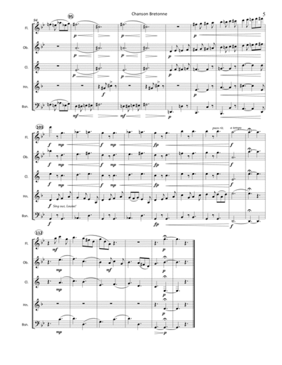 Chanson Bretonne, Op. 76 No. 5 for Woodwind Quintet image number null