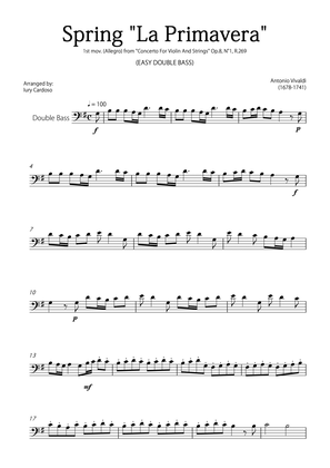 Book cover for "Spring" (La Primavera) by Vivaldi - Easy version for DOUBLE BASS SOLO