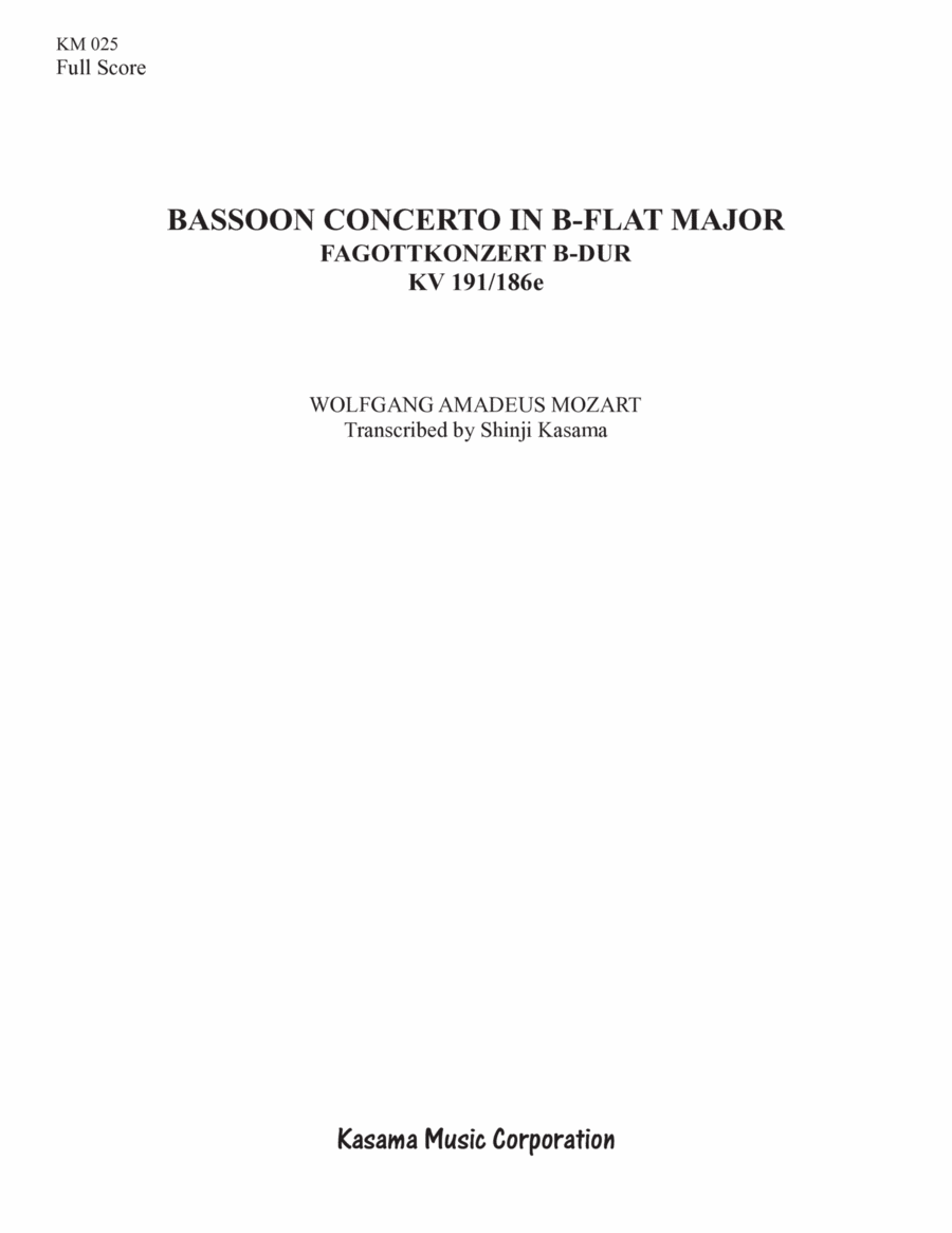 Bassoon Concerto in B-flat major (8/5 x 11)