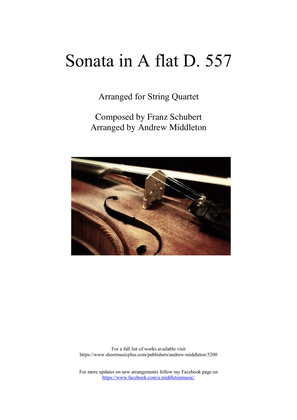 Book cover for Sonata in A Flat D557 arranged for String Quartet