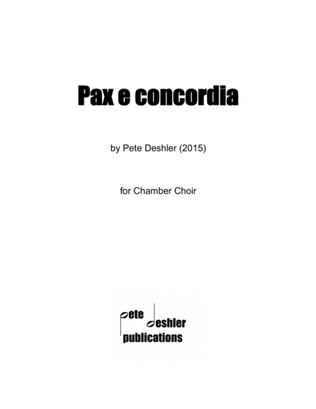 Book cover for Pax e concordia