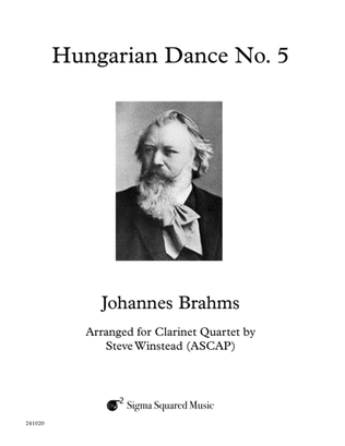 Book cover for Hungarian Dance No. 5 for Clarinet Quartet or Choir