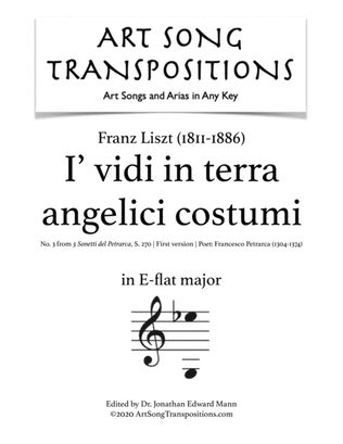 Book cover for LISZT: I' vidi in terra, S. 270 (first version, transposed to E-flat major)