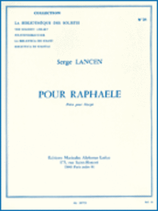 Book cover for For Raphaele, For Harp
