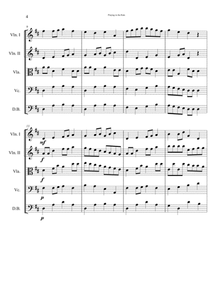 Playing in the Rain. Early-intermediate string orchestra. SCORE & PARTS image number null