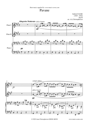 Book cover for Op.50 Pavane - 2 Flutes and Piano