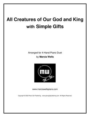 Book cover for All Creatures of Our God and King with Simple Gifts, Piano Duet