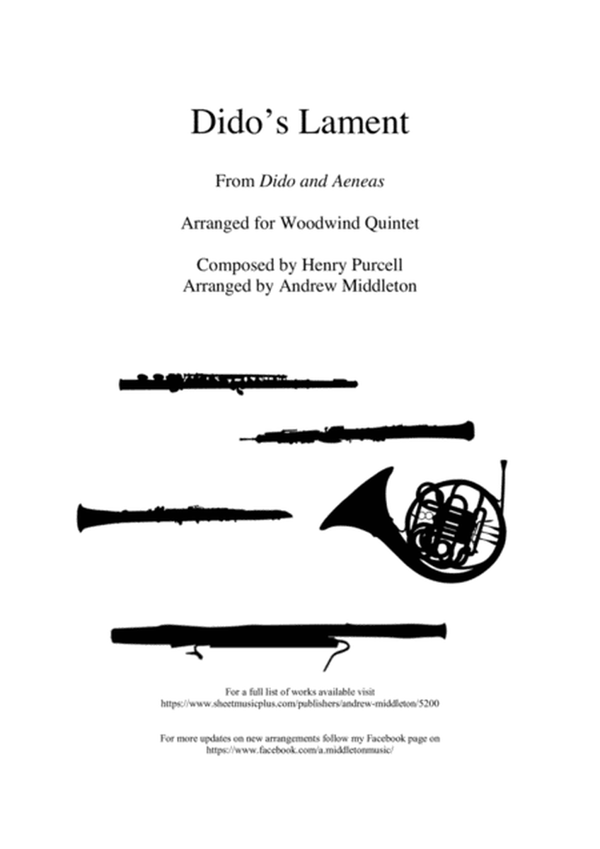 Dido's Lament arranged for Woodwind Quintet image number null