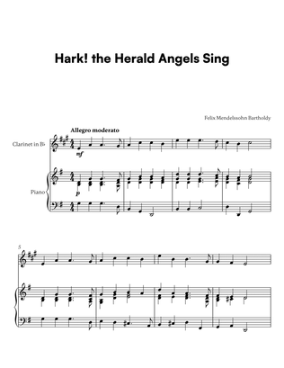 Book cover for Felix Mendelssohn Bartholdy - Hark the Herald Angels Sing (for Clarinet in Bb and Piano)