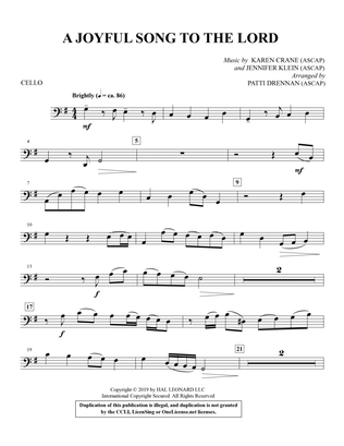 Book cover for A Joyful Song to the Lord (arr. Patti Drennan) - Cello
