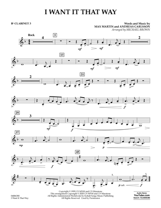 Book cover for I Want It That Way (arr. Michael Brown) - Bb Clarinet 3