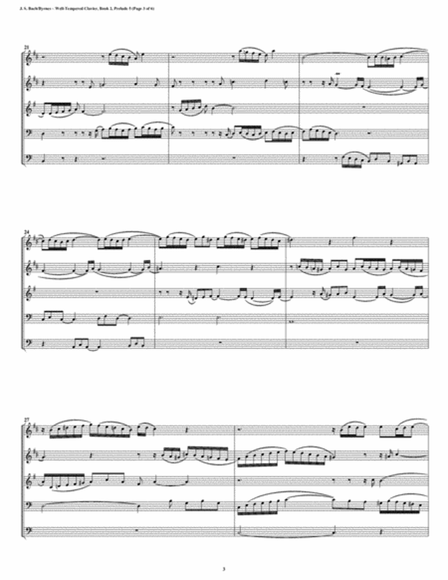 Prelude 05 from Well-Tempered Clavier, Book 2 (Brass Quintet) image number null