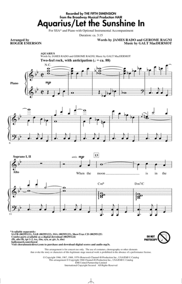 Aquarius / Let the Sunshine In (from the musical Hair) (arr. Roger Emerson)