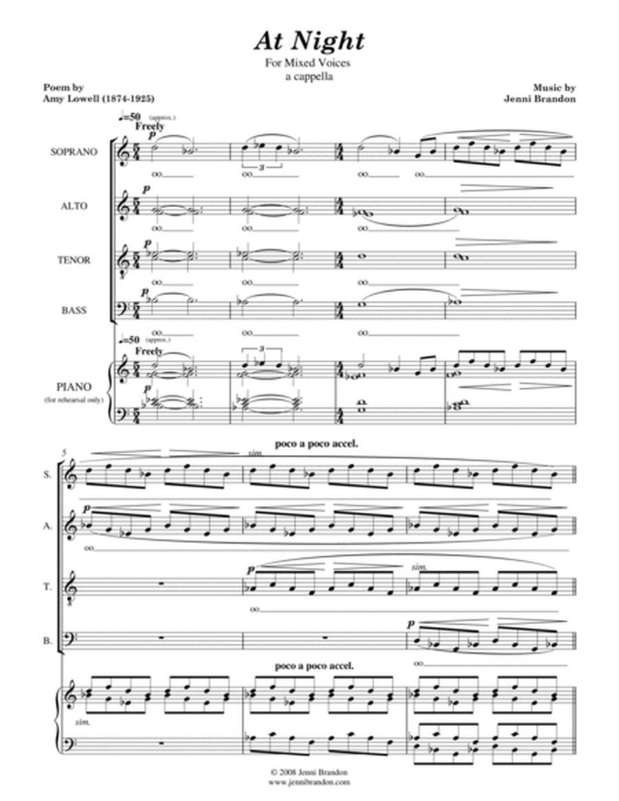 At Night for SATB a cappella image number null