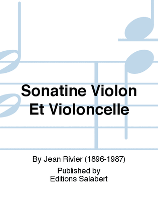 Book cover for Sonatine Violon Et Violoncelle