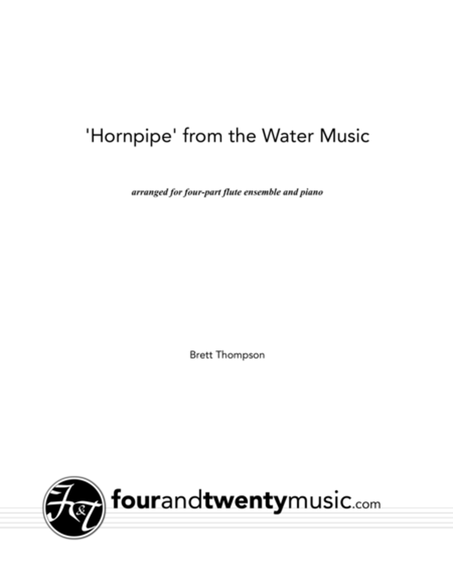 'Hornpipe' from the Water Music, arranged for four flutes and piano image number null