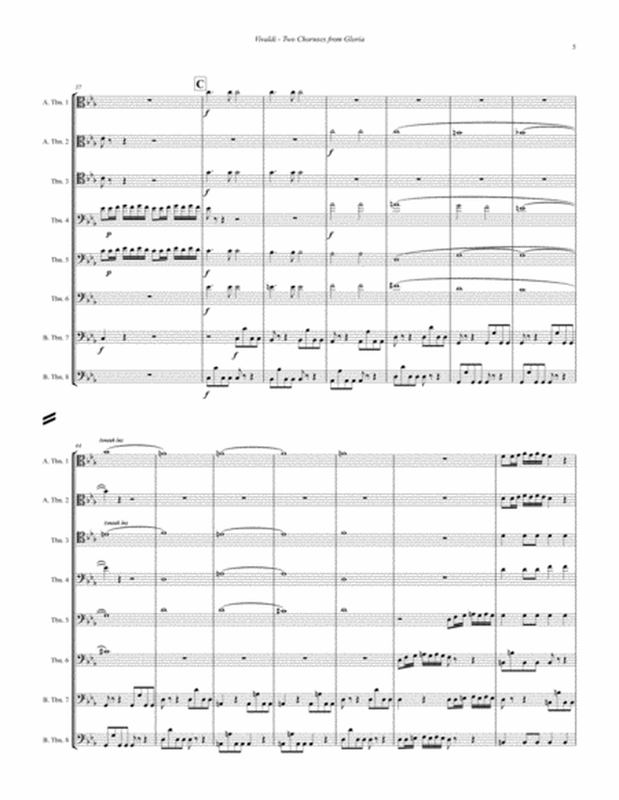 Two Choruses from Gloria for 8-part Trombone Ensemble