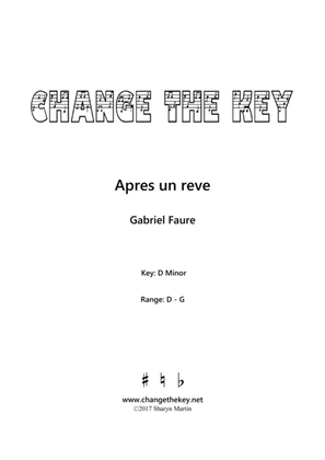 Book cover for Apres un reve - D Minor