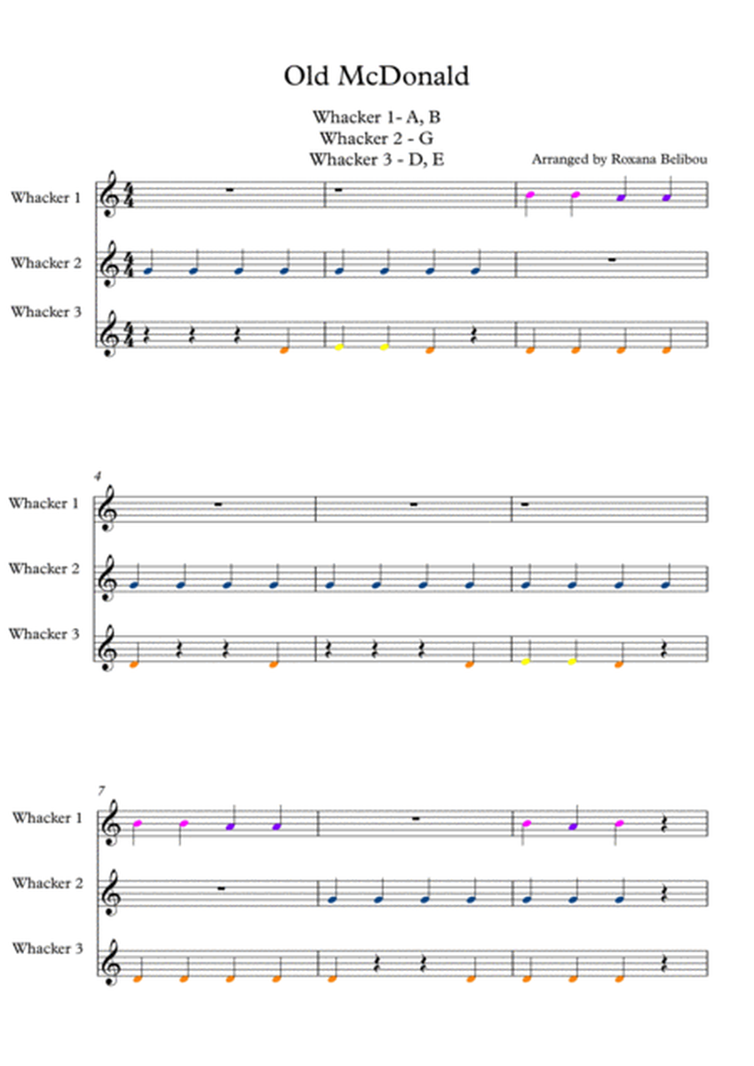 Old McDonald for 8 Notes Diatonic Boomwhackers image number null