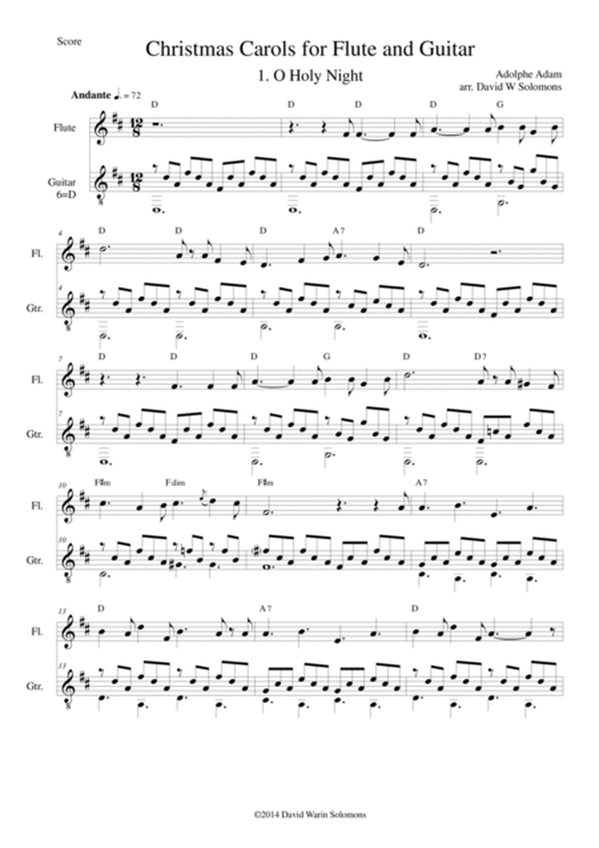 Christmas Carols for flute and guitar No 1 O Holy Night image number null