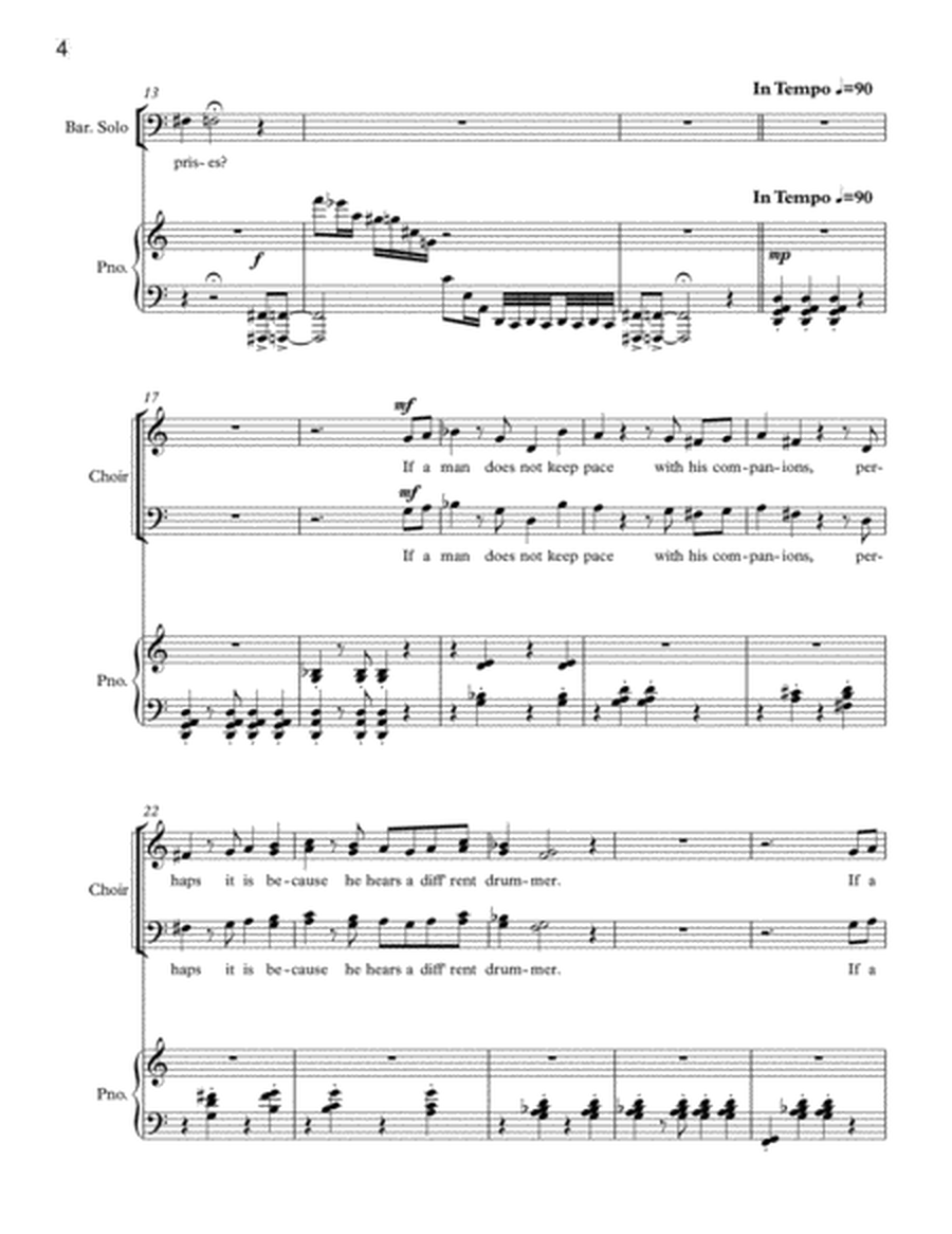 If a Man Does Not Keep Pace for SATB Chorus, Baritone Solo, and Piano