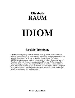 Book cover for IDIOM for solo Trombone