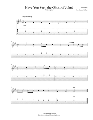 Book cover for Have You Seen the Ghost of John? (a.k.a. Ghost of Tom) - for easy guitar with TAB