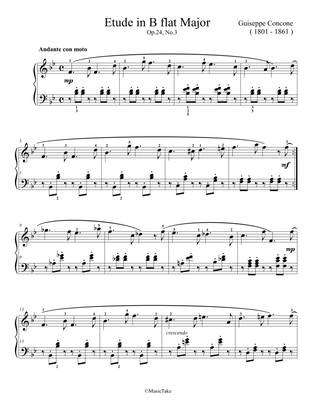 Concone Etude in B flat Major Op.24 No.3