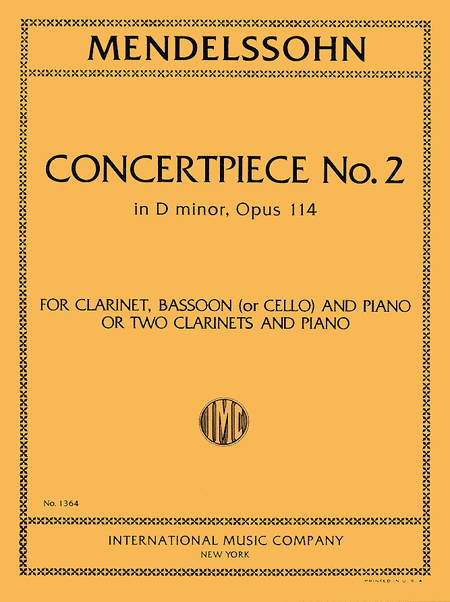 Concert Piece No. 2 in D minor, Op. 114 for Clarinet, Bassoon (or Cello) and Piano or 2 Clarinets and Piano (SIMON)