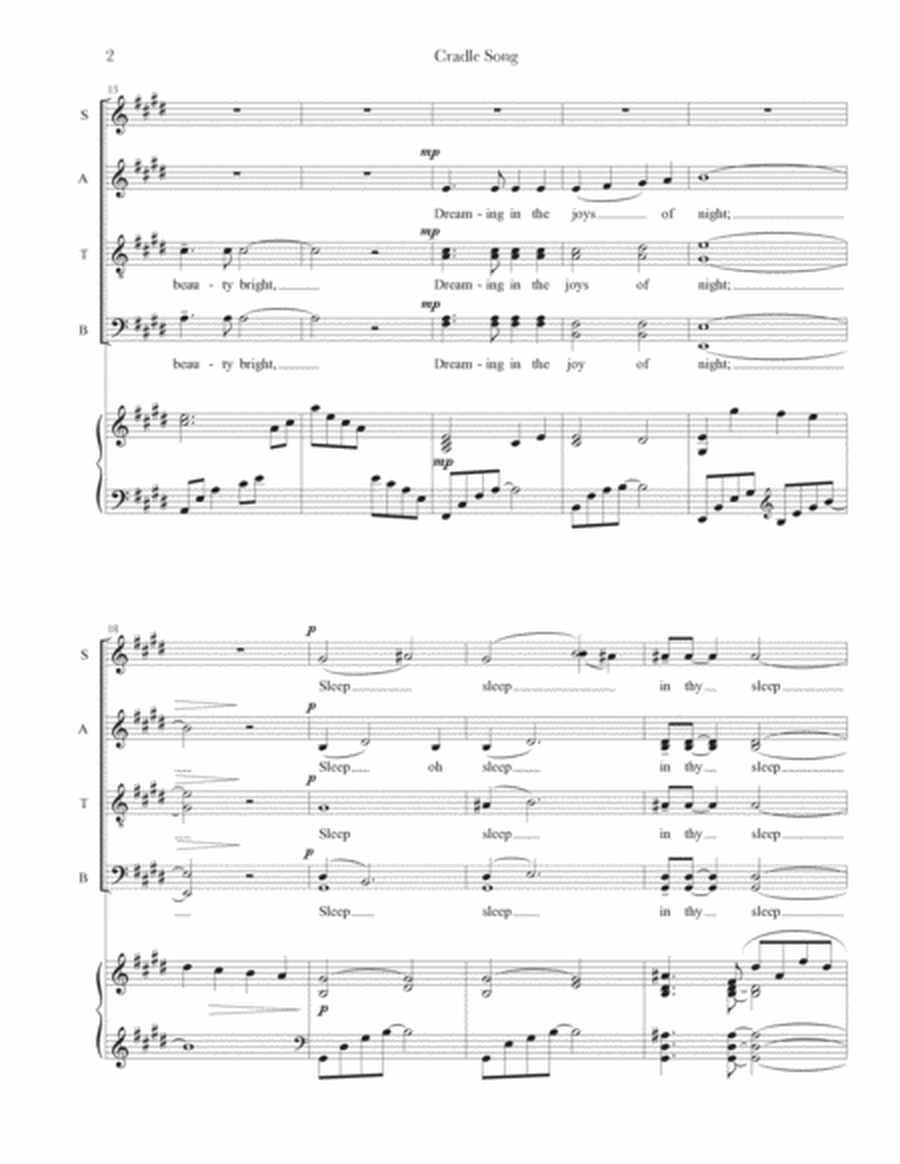 Cradle Song (SATB + Piano) image number null