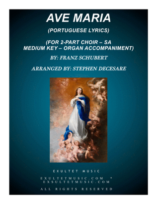 Book cover for Ave Maria (Portuguese Lyrics - for 2-part choir (SA) - Medium Key - Organ Accompaniment)