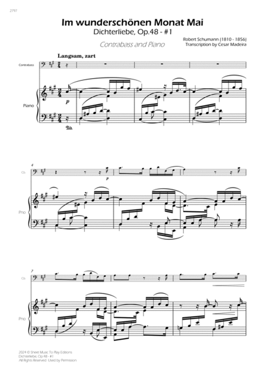 Dichterliebe, Op.48 No.1 - Contrabass and Piano (Full Score and Parts) image number null