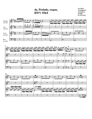 Prelude and fugue BWV 556 (arrangement for 4 recorders)