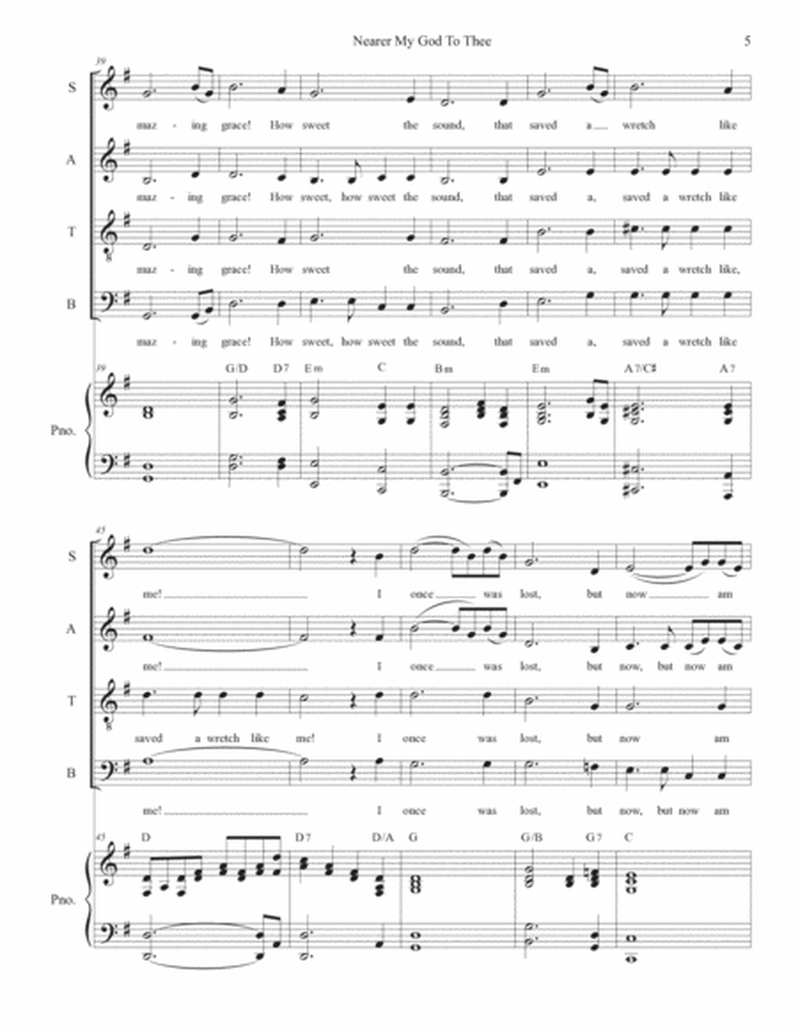 Nearer My God To Thee (with "Amazing Grace") (Vocal Quartet - (SATB) image number null