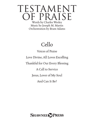 Book cover for Testament of Praise (A Celebration of Faith) - Cello