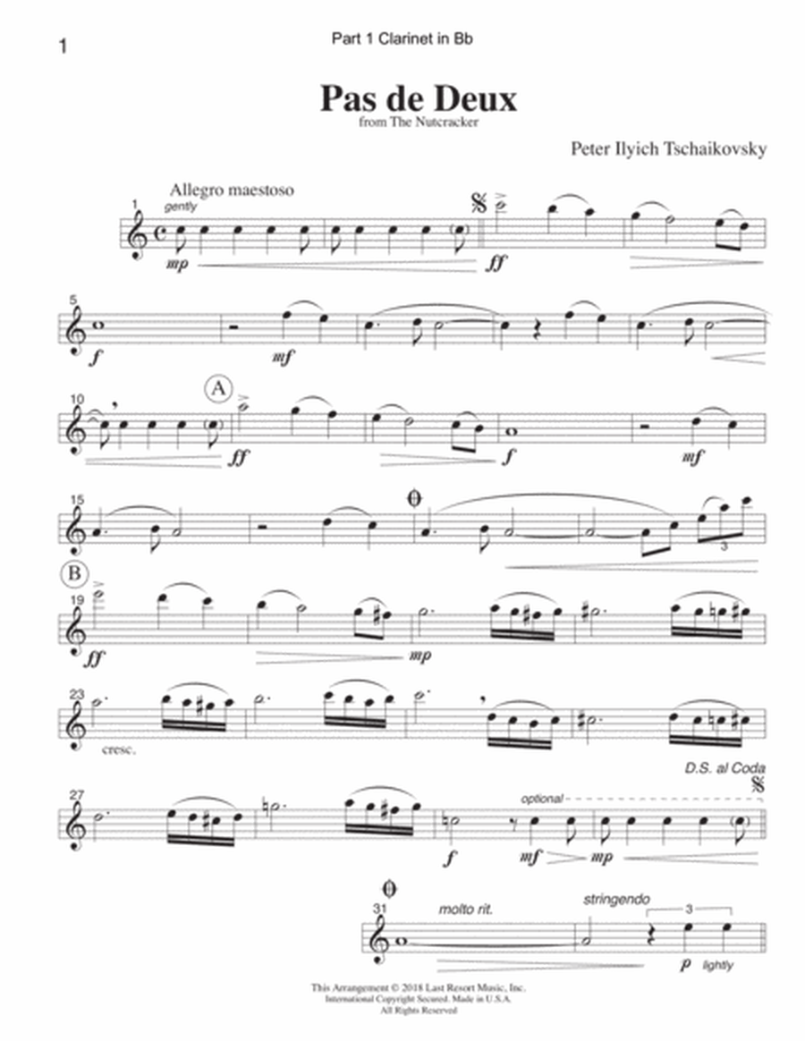 Pas de Deux from the Nutcracker for Piano Trio (Violin, Cello & Piano) or Piano Quartet