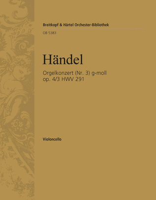 Book cover for Organ Concerto (No. 3) in G minor Op. 4/3 HWV 291