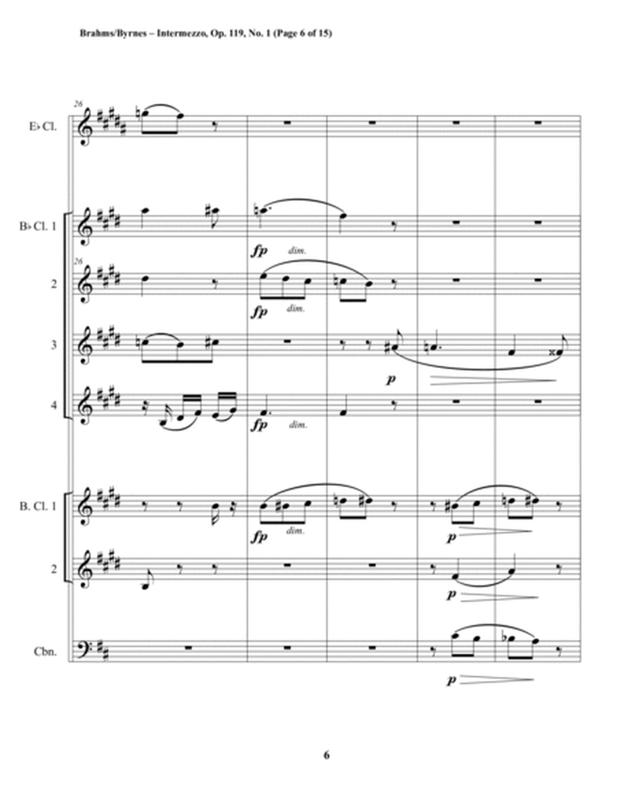 Intermezzo, Op. 119, No. 1 (Clarinet Septet + Contrabassoon) image number null