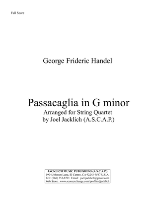 Book cover for Passacaglia in G minor (Arr. for String Quartet)