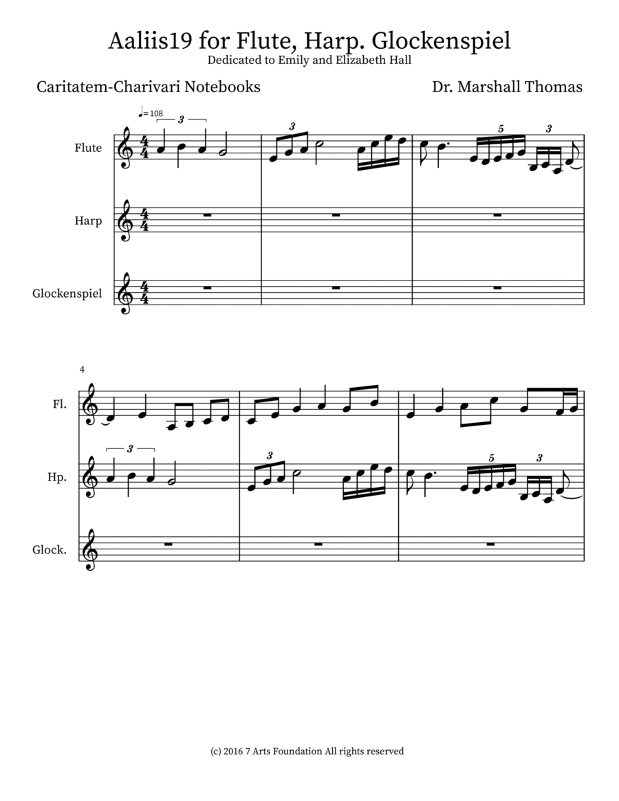 Aaliis19 for Flute, Harp. Glockenspiel